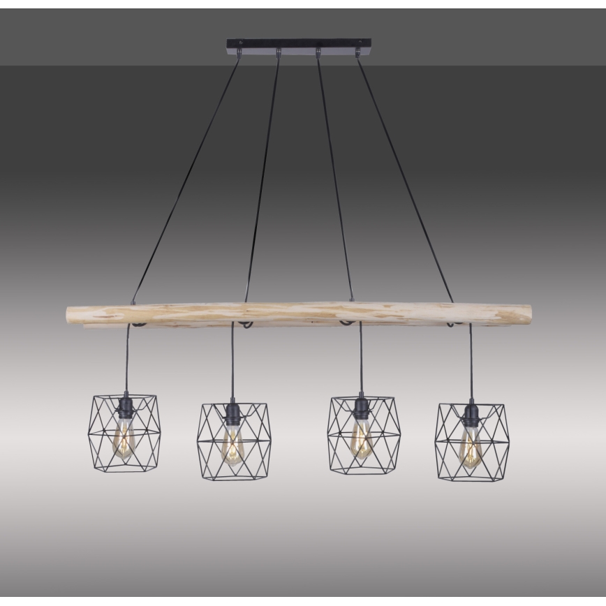 Leuchten Direkt 15036-18 - Pakabinamas sietynas EDGAR 4xE27/60W/230V eukaliptas