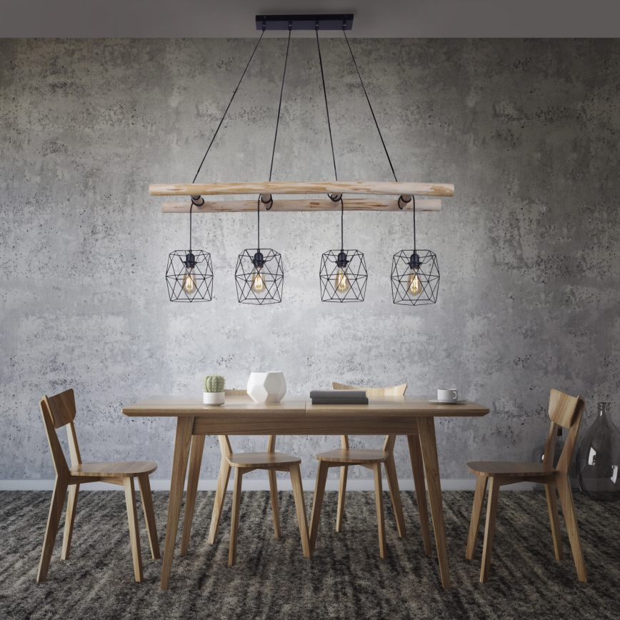 Leuchten Direkt 15036-18 - Pakabinamas sietynas EDGAR 4xE27/60W/230V eukaliptas