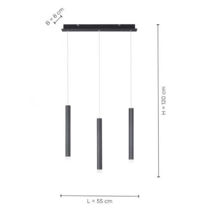 Leuchten Direkt 15203-18 - LED Pakabinamas sietynas 3xLED/4,8W/230V juodas