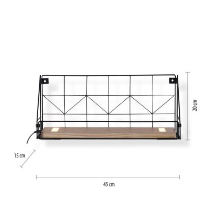 Leuchten Direkt 15277-18 - Shelf su LED apšvietimu BOARD 2xLED/1,75W/230V 45 cm eukaliptas