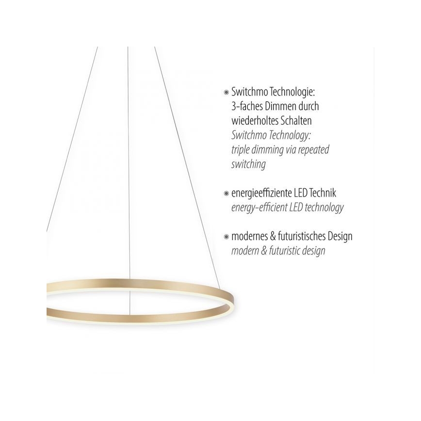 Leuchten Direkt 15394-60 - LED Reguliuojamas pakabinamas sietynas RITUS LED/30W/230V + žalvaris