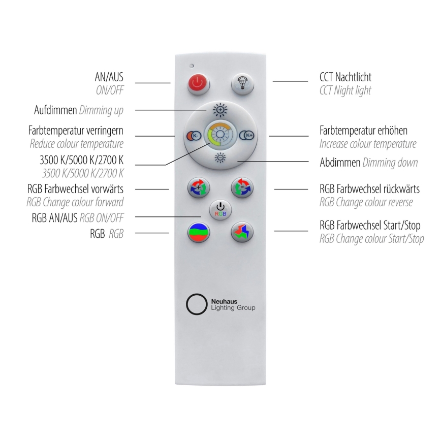 Leuchten Direkt 15411-21- LED RGB Reguliuojamas lubinis šviestuvas CYBA 26W/230V + VP