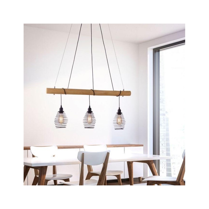 Leuchten Direkt 15526-79 - Pakabinamas sietynas SPRING 3xE27/40W/230V eukaliptas
