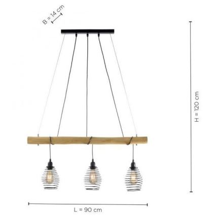 Leuchten Direkt 15526-79 - Pakabinamas sietynas SPRING 3xE27/40W/230V eukaliptas