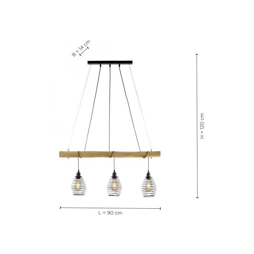 Leuchten Direkt 15526-79 - Pakabinamas sietynas SPRING 3xE27/40W/230V eukaliptas