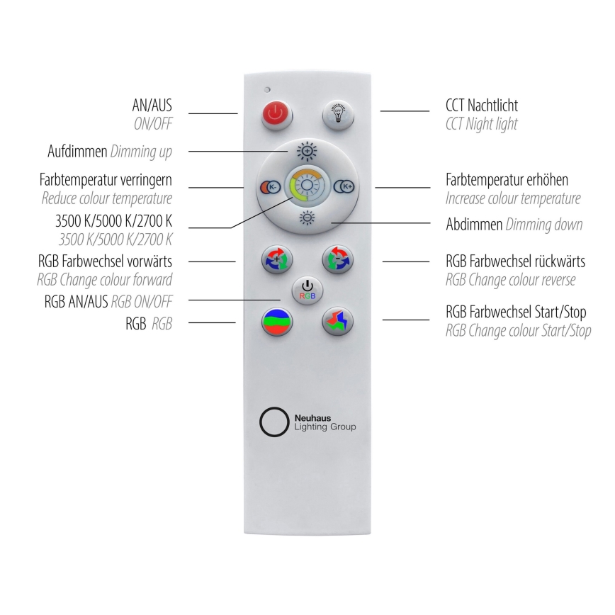 Leuchten Direkt 15556-18 - LED RGBW reguliuojamas lubinis šviestuvas GALACTICA LED/32W/230V 2700-5000K + nuotolinio valdymo pultas