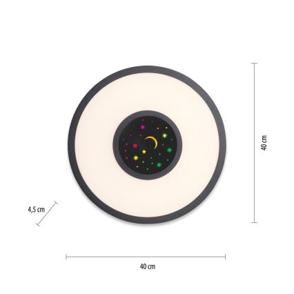 Leuchten Direkt 15572-18 - LED RGBW Reguliuojamas lubinis šviestuvas ASTRO LED/17,5W/230V 2700-5000K + valdymo pultas