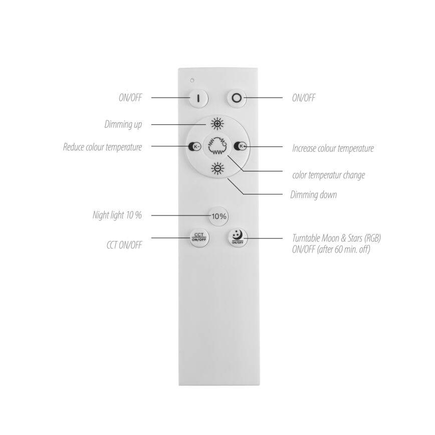 Leuchten Direkt 15572-18 - LED RGBW Reguliuojamas lubinis šviestuvas ASTRO LED/17,5W/230V 2700-5000K + valdymo pultas