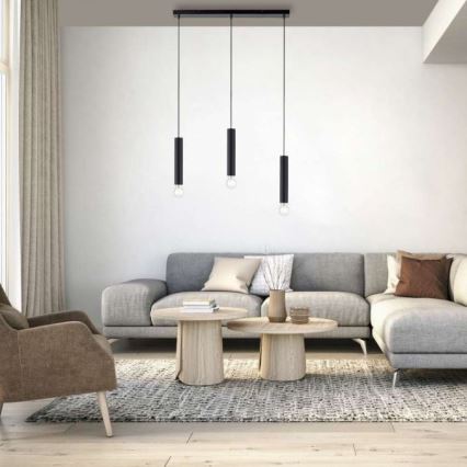 Leuchten Direkt 15618-18 - Pakabinamas sietynas BRUNA 3xE27/60W/230V juodas