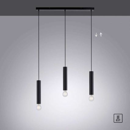 Leuchten Direkt 15618-18 - Pakabinamas sietynas BRUNA 3xE27/60W/230V juodas