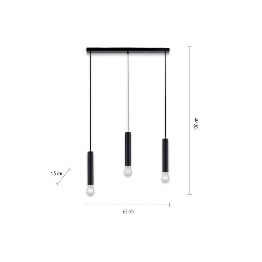 Leuchten Direkt 15618-18 - Pakabinamas sietynas BRUNA 3xE27/60W/230V juodas