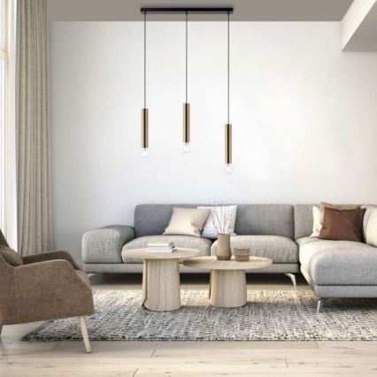 Leuchten Direkt 15618-60 - Pakabinamas sietynas BRUNA 3xE27/60W/230V žalvaris
