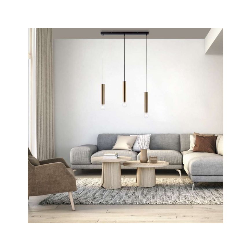Leuchten Direkt 15618-60 - Pakabinamas sietynas BRUNA 3xE27/60W/230V žalvaris