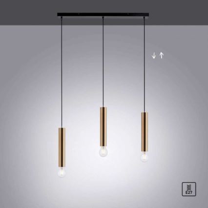 Leuchten Direkt 15618-60 - Pakabinamas sietynas BRUNA 3xE27/60W/230V žalvaris
