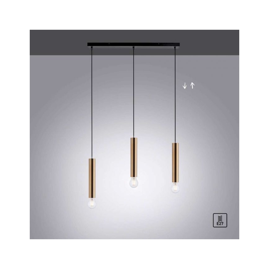 Leuchten Direkt 15618-60 - Pakabinamas sietynas BRUNA 3xE27/60W/230V žalvaris