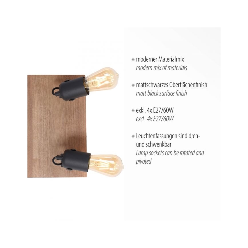 Leuchten Direkt 15634-18 - Akcentinis apšvietimas CANOP 4xE27/60W/230V akacija