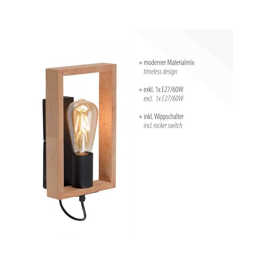 Leuchten Direkt 15654-18 - Sieninis šviestuvas FRANKY 1xE27/60W/230V akacija