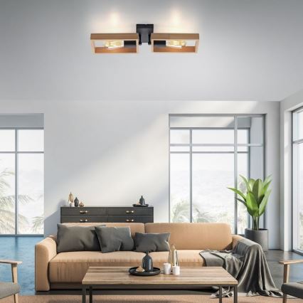 Leuchten Direkt 15657-18 - Tvirtinamas sietynas FRANKY 2xE27/60W/230V akacija