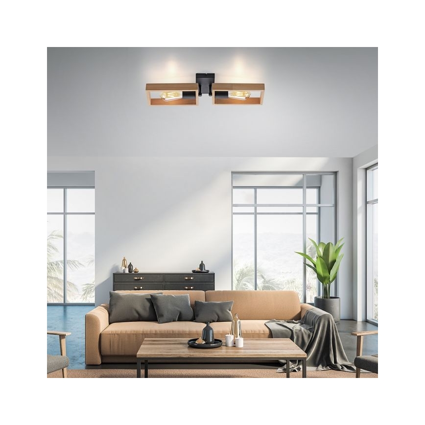 Leuchten Direkt 15657-18 - Tvirtinamas sietynas FRANKY 2xE27/60W/230V akacija