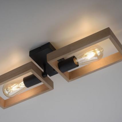 Leuchten Direkt 15657-18 - Tvirtinamas sietynas FRANKY 2xE27/60W/230V akacija
