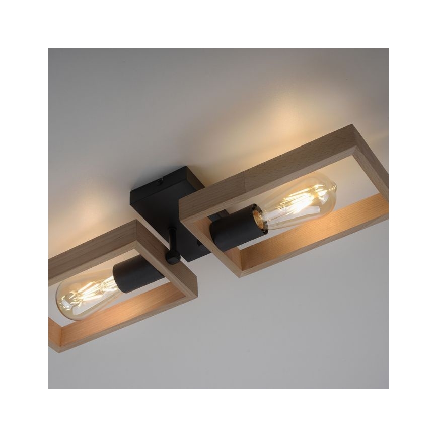 Leuchten Direkt 15657-18 - Tvirtinamas sietynas FRANKY 2xE27/60W/230V akacija