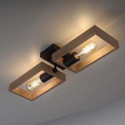 Leuchten Direkt 15657-18 - Tvirtinamas sietynas FRANKY 2xE27/60W/230V akacija