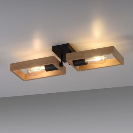 Leuchten Direkt 15657-18 - Tvirtinamas sietynas FRANKY 2xE27/60W/230V akacija