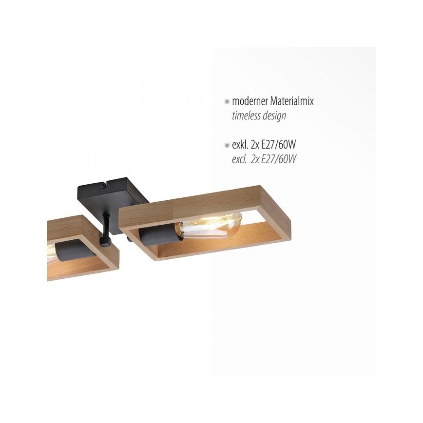 Leuchten Direkt 15657-18 - Tvirtinamas sietynas FRANKY 2xE27/60W/230V akacija