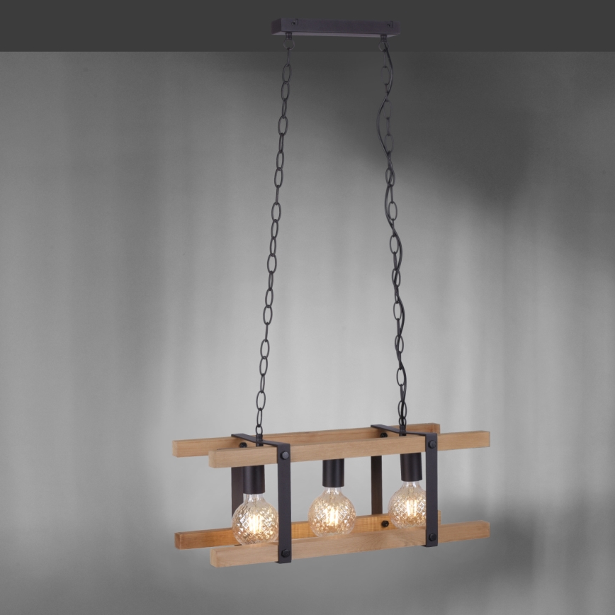 Leuchten Direkt 15683-79 - Sietynas, kabinamas ant grandinės EDITH 3xE27/60W/230V pušis
