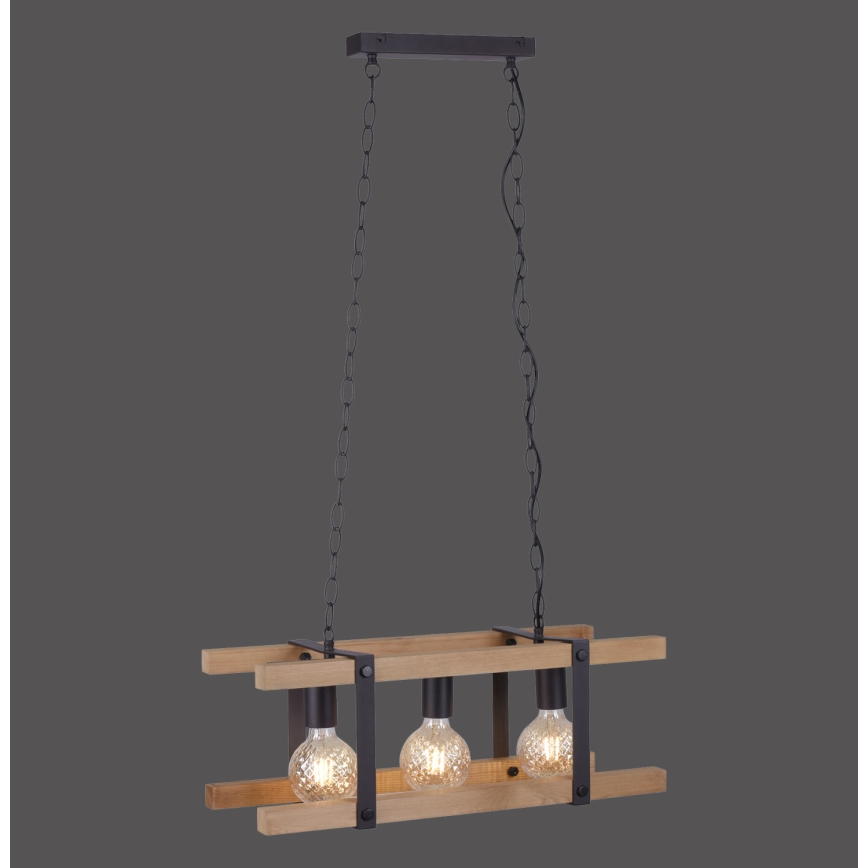 Leuchten Direkt 15683-79 - Sietynas, kabinamas ant grandinės EDITH 3xE27/60W/230V pušis