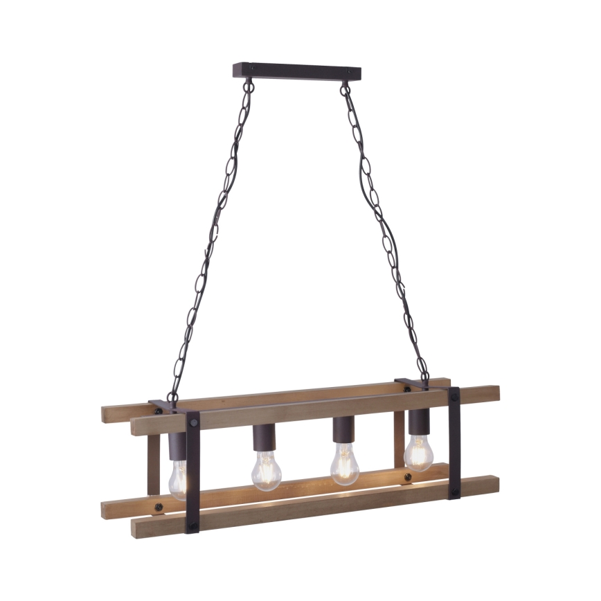 Leuchten Direkt 15684-79 - Sietynas, kabinamas ant grandinės EDITH 4xE27/60W/230V pušis