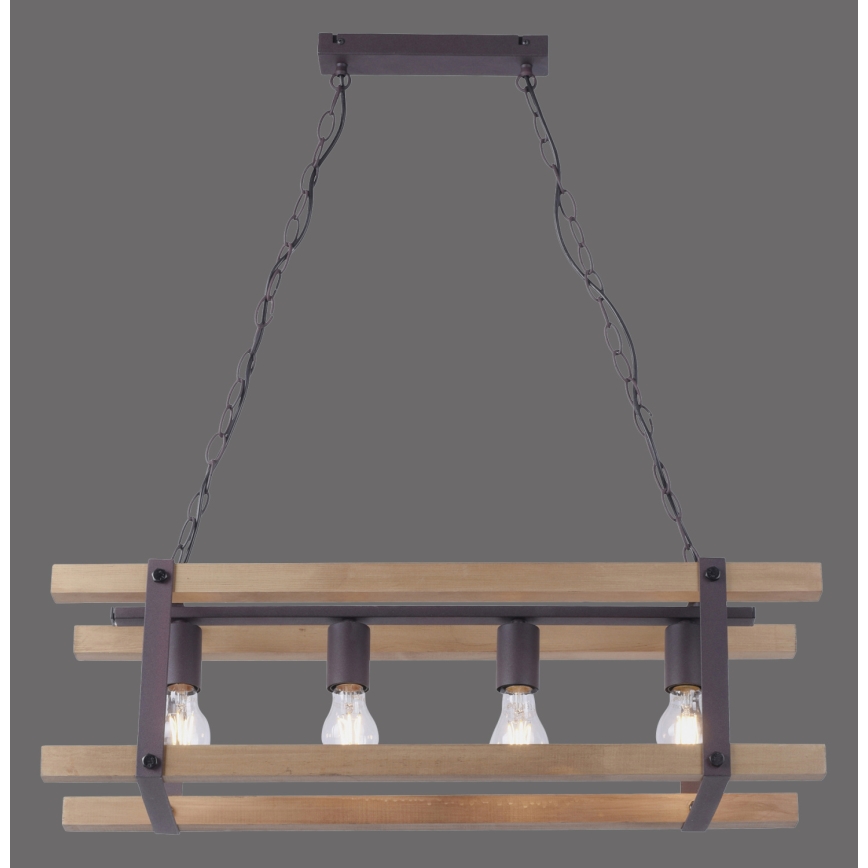 Leuchten Direkt 15684-79 - Sietynas, kabinamas ant grandinės EDITH 4xE27/60W/230V pušis