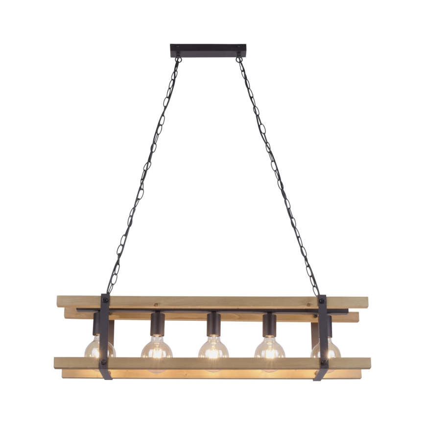 Leuchten Direkt 15685-79 - Sietynas, kabinamas ant grandinės EDITH 5xE27/60W/230V pušis