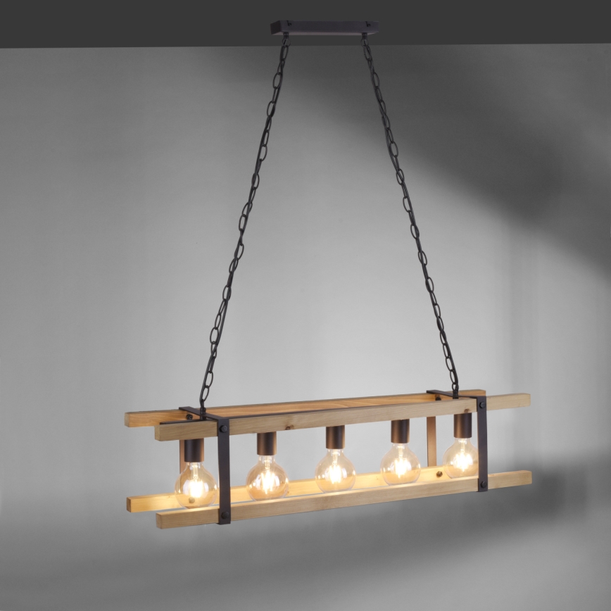 Leuchten Direkt 15685-79 - Sietynas, kabinamas ant grandinės EDITH 5xE27/60W/230V pušis