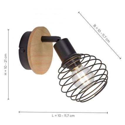 Leuchten Direkt 15921-79 - Sieninis akcentinis šviestuvas EUGEN 1xE14/40W/230V ąžuolas