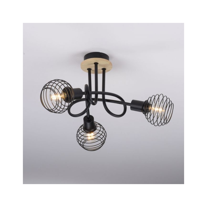 Leuchten Direkt 15923-79 - Tvirtinamas sietynas EUGEN 3xE14/40W/230V ąžuolas