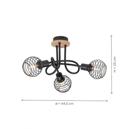 Leuchten Direkt 15923-79 - Tvirtinamas sietynas EUGEN 3xE14/40W/230V ąžuolas