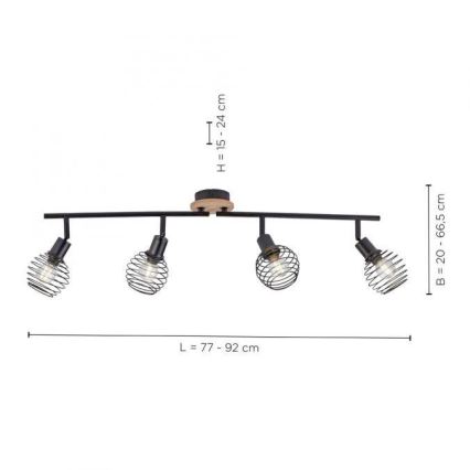 Leuchten Direkt 15924-79 - Akcentinis apšvietimas EUGEN 4xE14/40W/230V ąžuolas