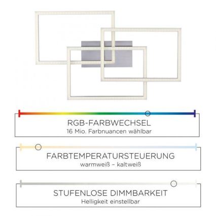 Leuchten Direkt 16431-55 - LED RGB pritemdomas tvirtinamas sietynas MAXI LED/27W/230V + nuotolinio valdymo pultas