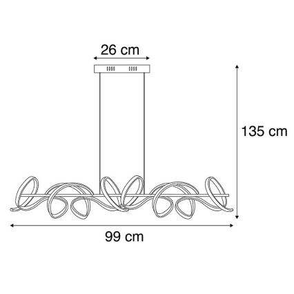 Leuchten Direkt 19033-21 - LED reguliuojamas pakabinamas šviestuvas ant laido CURLS LED/40,8W/230V