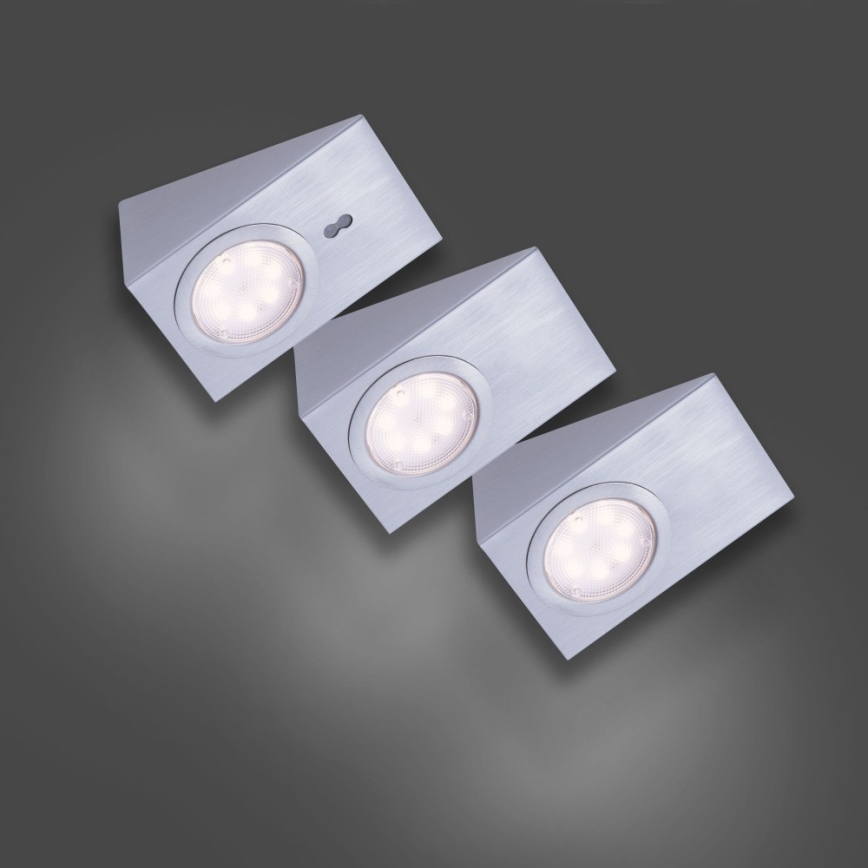 Leuchten Direkt 84111-55-3 - RINKINYS 3x LED Baldų šviestuvas su jutikliu THEO LED/3,6W/230V