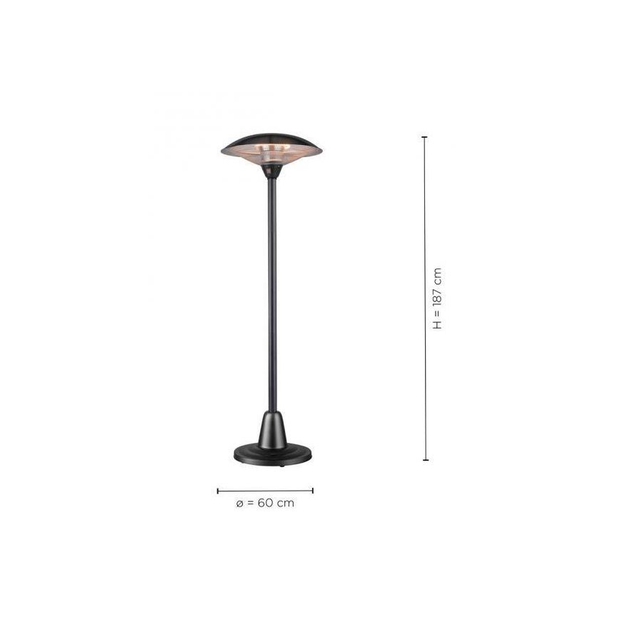 Leuchten Direkt 99501-18 - Lauko šildymo elementas GLOW 1500-3000W/230V 1,87 m IP34 juoda
