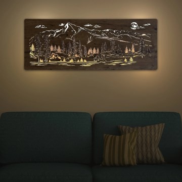 Li-Go 23524/DUB2 - Dimeriuojama LED sieninė dekoracija LED/24W/230V 130x50 cm ąžuolas/Kalnų trobelė