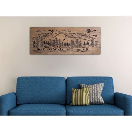 Li-Go 23524/DUB2 - Reguliuojamo ryškumo LED sieninė dekoracija LED/24W/230V 130x50 cm ąžuolas/Trobelė kalnuose