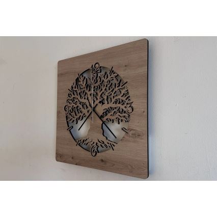 Li-Go 23537/DUB2 - LED reguliuojamas laikrodis LED/10W/5V 20000 mAh 42x42 cm ąžuolas/alyvmedis apskritime + nuotolinis valdymas