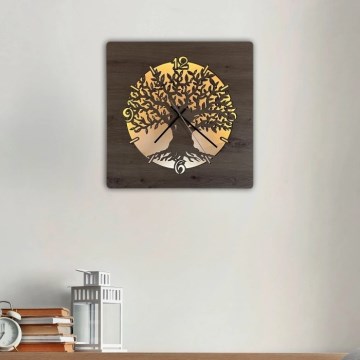 Li-Go 23537/DUB2 - LED reguliuojamas laikrodis LED/10W/5V 20000 mAh 42x42 cm ąžuolas/alyvmedis apskritime + nuotolinis valdymas