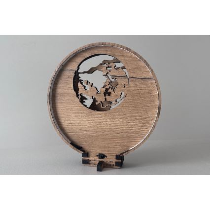 Li-Go 23574/DUB2 - reguliuojama LED stalinė dekoracija LED/12W/230V 20x22 cm ąžuolas/Vilkas ir mėnulis