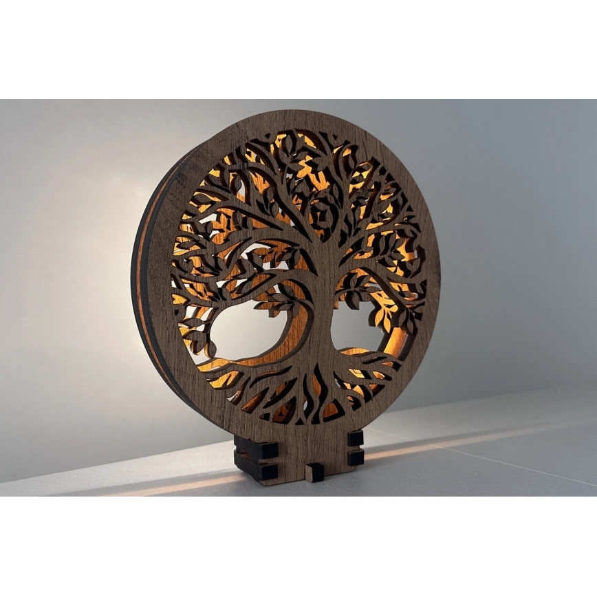 Li-Go 23577/DUB2 - Reguliuojama LED stalo dekoracija LED/12W/230V 20x22 cm ąžuolas/Gyvybės medis