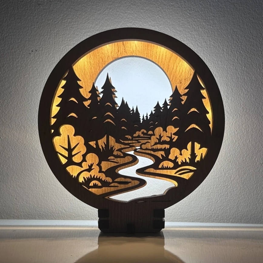 Li-Go 23580/DUB2 - Dimeriuojama LED stalinė dekoracija LED/12W/230V 20x22 cm ąžuolas/Miške