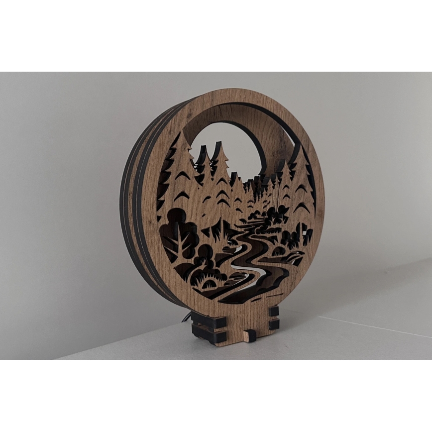 Li-Go 23580/DUB2 - Dimeriuojama LED stalinė dekoracija LED/12W/230V 20x22 cm ąžuolas/Miške